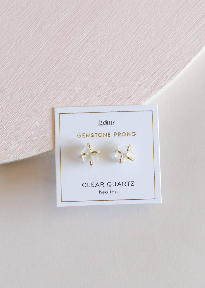 Clear Quartz Prong Stud Earrings - Ali's Wagon