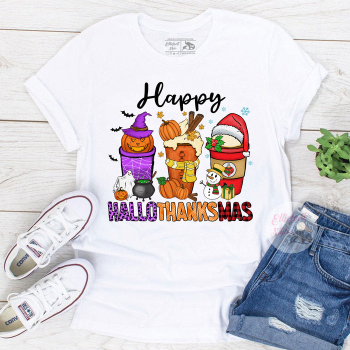 Coffee Happy HalloThanksMas Shirt