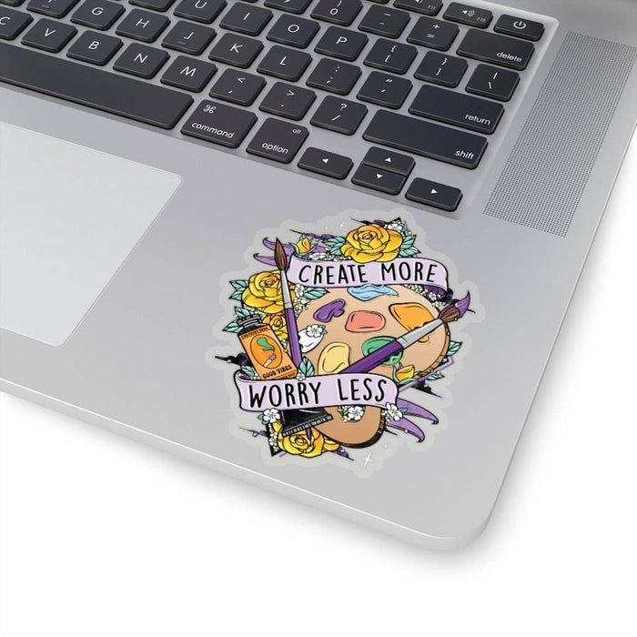 Create More Worry Less Sticker Transparent | Artist Decal