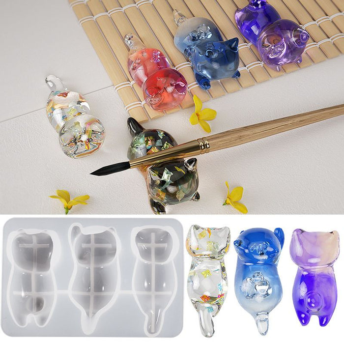 Cute Cat Back Ornament Resin Mold