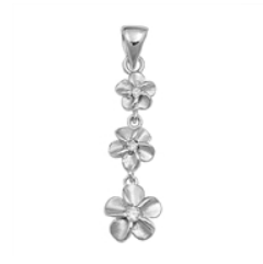 CZ and Silver 3 Flowers Necklace