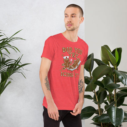 Funny nurse Christmas shirt with gingerbread nurse and patient