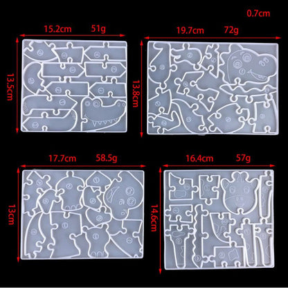 Dinosaur Shape Puzzle with Numbers Toy Resin Mold