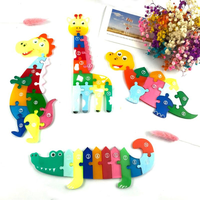 Dinosaur Shape Puzzle with Numbers Toy Resin Mold