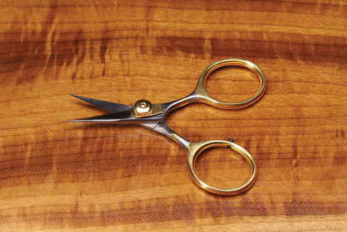 Dr Slick 4 Razor Scissor with sharp precision blades and gold finger rings for detailed fly tying at Freestone Fly Shop
