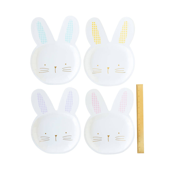 EAS944 - Gingham Bunny Shaped Plate Set