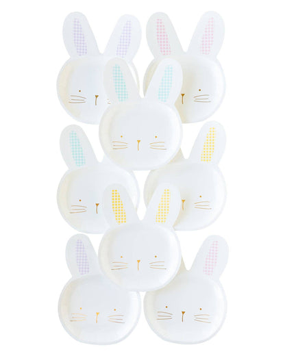 EAS944 - Gingham Bunny Shaped Plate Set