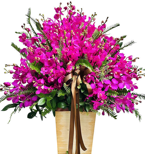 Elegant Purple Mokara Basket Vietnamese Flowers