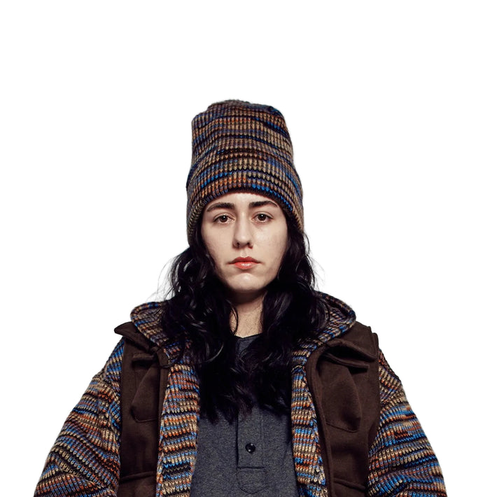 Engineered Garments Beanie - Blue/Orange Wool Poly Sweater Knit