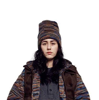 Engineered Garments Beanie - Blue/Orange Wool Poly Sweater Knit