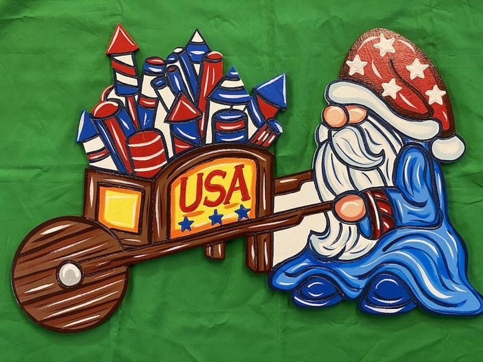 Fourth of July Gnome with Firework Cart DIY