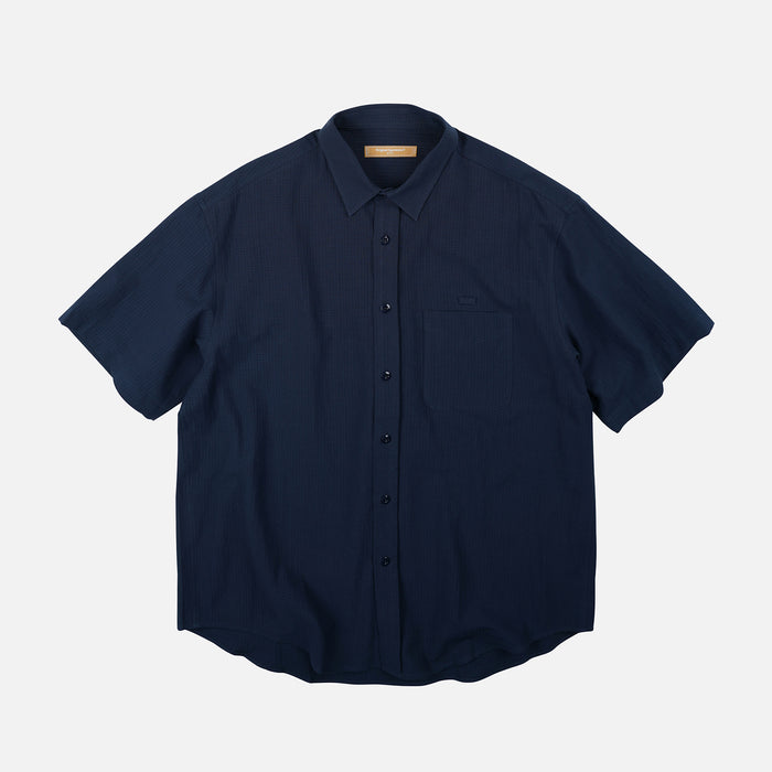FrizmWorks OG Dobby Weave Seersucker Half Shirt - Navy