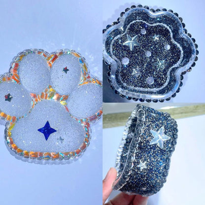 Handmade  Diamond Cat's Paw Storage Jar Resin Molds