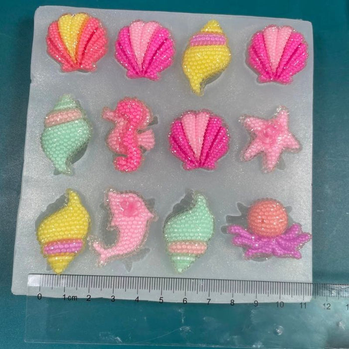 Handmade Diamond Shell Conch Seahorse Dolphin Resin Molds