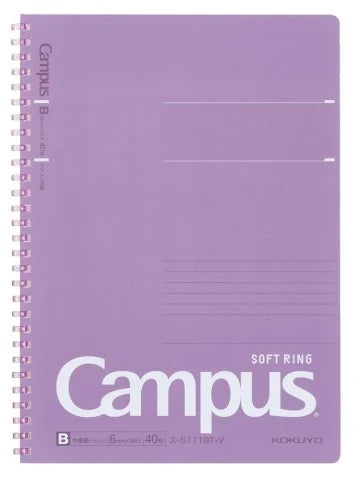 Kokuyo Campus Soft Ring Notebook | B5 - 40 Sheets - 6mm Dotted Line | Purple