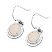 Lab Opal Circle Dangle Earrings