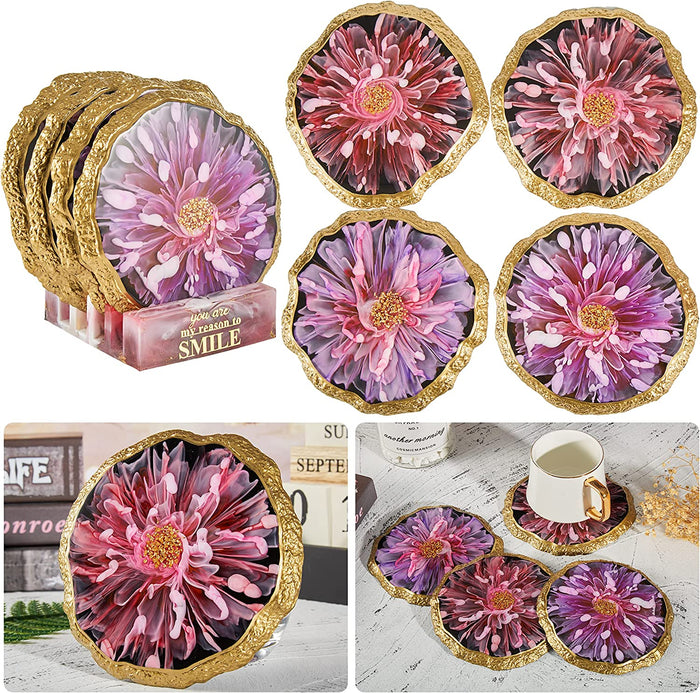 Large Round Geode Coaster Resin Molds Set 4pcs Coaster Molds
