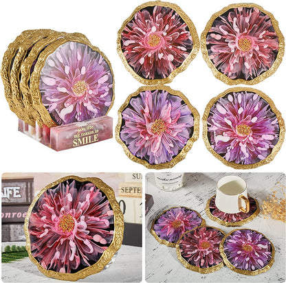 Large Round Geode Coaster Resin Molds Set 4pcs Coaster Molds