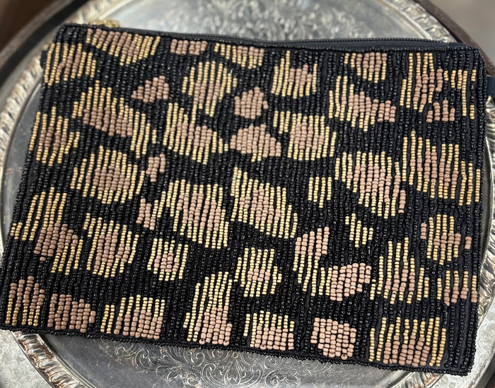 Leopard Line Bead Clutch