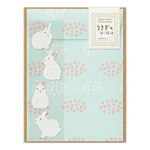 Midori Letter Set with Stickers - Rabbit