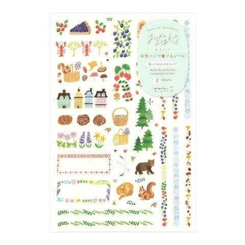 Midori Sticker Collection: Yuru Log - Scandinavia 2 Sheets