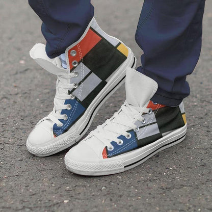 Mondrian Composition High Tops Women's Shoes-KaboodleWorld