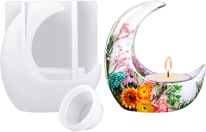 Moon Shape Candle Holder Resin Molds
