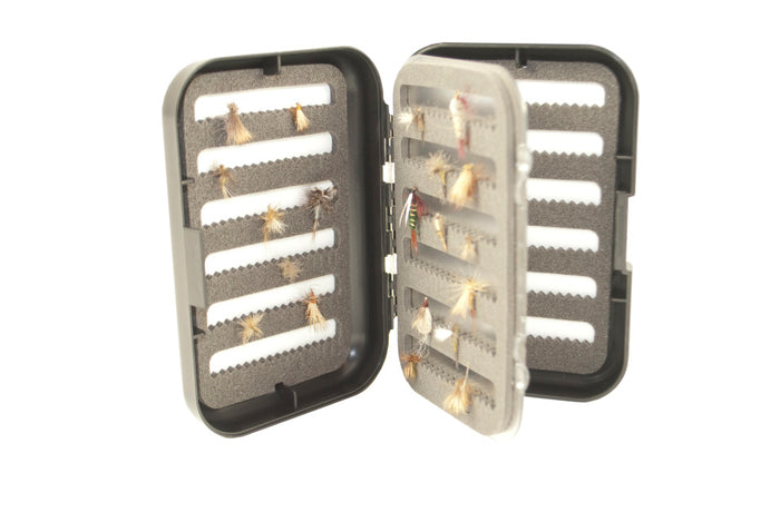 New Phase FG1935 Black Fly Box w/Leaf with swing leaf holds over 500 nymphs, compact for fly fishing gear storage