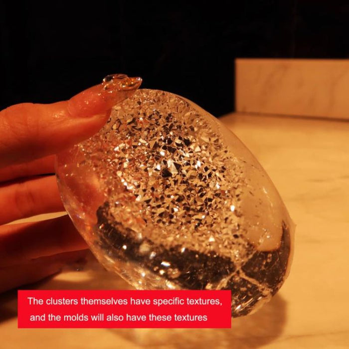 Oval Crystal Cluster Ball Geode Ornament Resin Mold