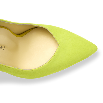 Perfect Shiffon Kitten Mule 50 in Optic Yellow Suede