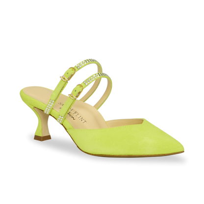 Perfect Shiffon Kitten Mule 50 in Optic Yellow Suede