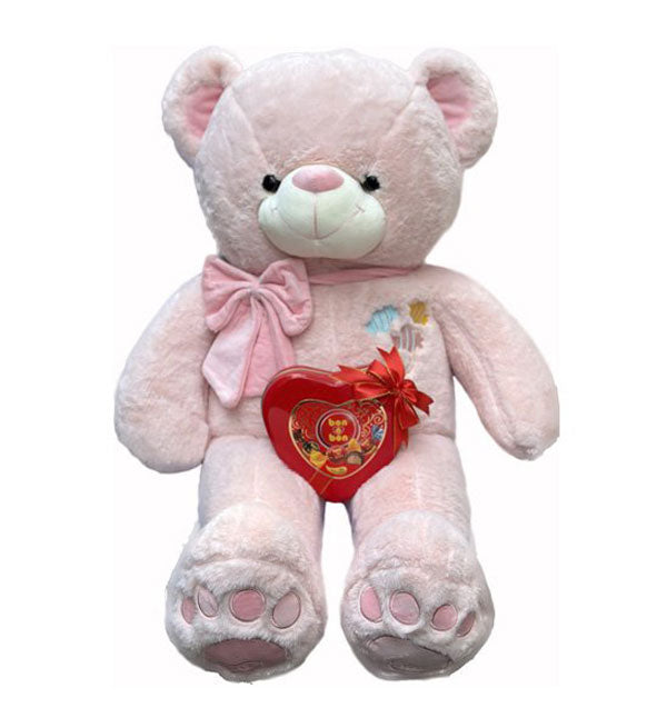 Pink Bear In Pink Bow With Bon O Bon - Vietnamese Flowers