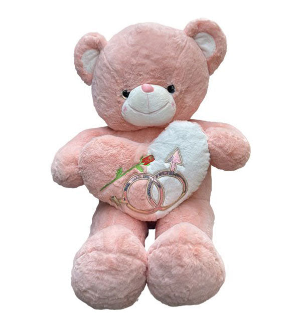 Pink Teddy Bear Hugs Heart - Vietnamese Flowers