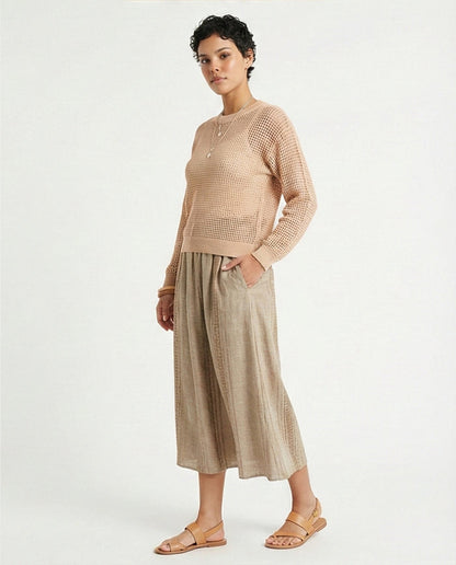R205967-R205967 - Open Knit Pullover - Peach