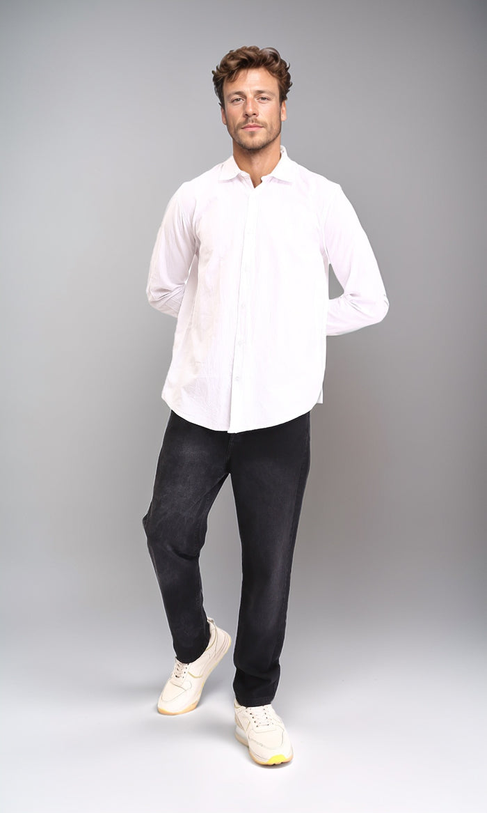 R206396 - Solid Regular Fit Long Sleeves Shirt - White