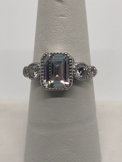 Rectangle CZ w/Circles Ring