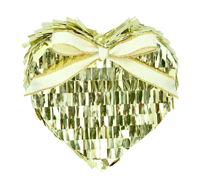 Refillable Mini 4" Tabletop Piñata - Metallic Fringe Heart: Pink