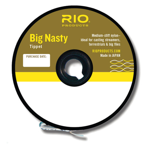 Rio Big Nasty Tippet spool in yellow and white design made of medium-stiff nylon for casting large flies and streamers