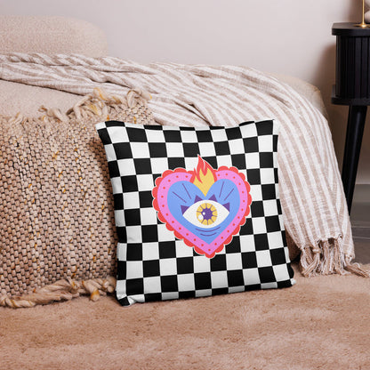 Sacred Heart Checkered Pattern Pillow