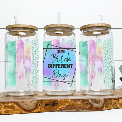 Same Bitch Different Day Frosted Glass Tumbler