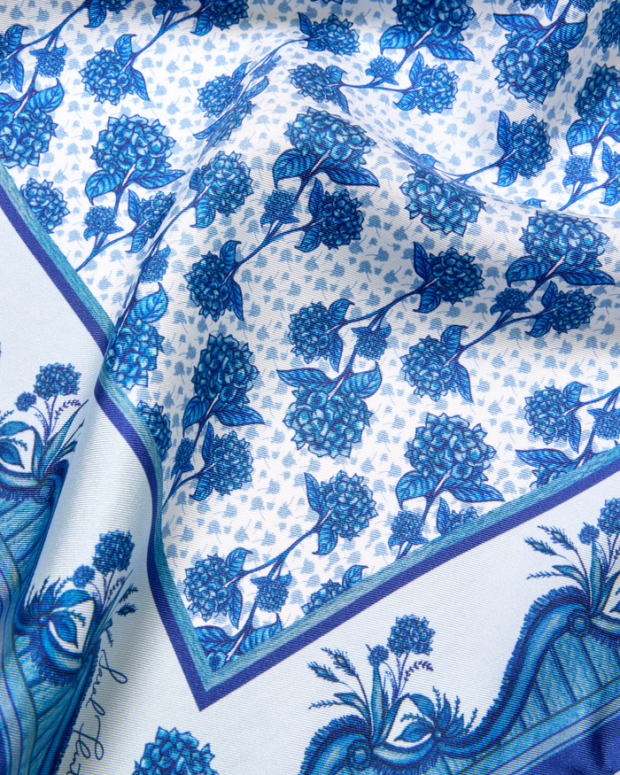 Sarah's Garden Scarf 45 in Hydrangea Blue Silk