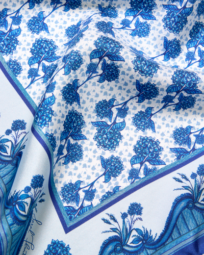 Sarah's Garden Scarf 45 in Hydrangea Blue Silk