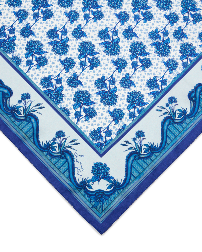 Sarah's Garden Scarf 45 in Hydrangea Blue Silk