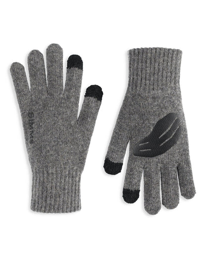 Simms Full Finger Glove - Steel by Simms Fishing Products lightweight wool gloves with touchscreen compatible fingertips at Freestone Fly Shop