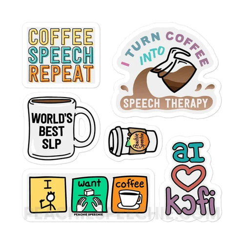 SLP Coffee Stickers - peachiespeechie.com