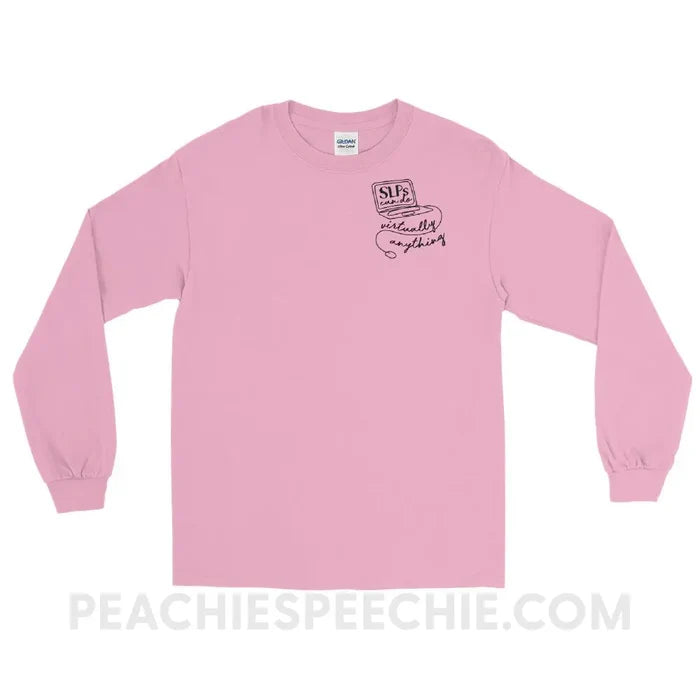 SLPs Can Do Virtually Anything Long Sleeve Tee - Light Pink / S - T-Shirts & Tops peachiespeechie.com