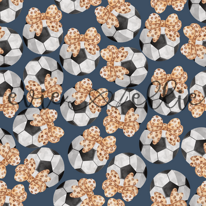 Soccer Balls and Leopard Bows- Multiple Colors
