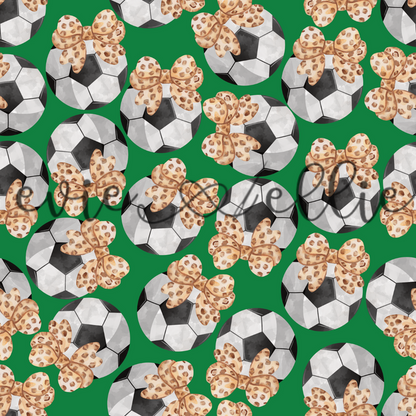 Soccer Balls and Leopard Bows- Multiple Colors