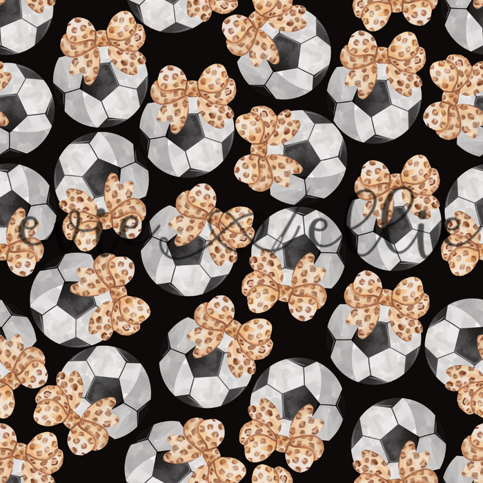 Soccer Balls and Leopard Bows- Multiple Colors