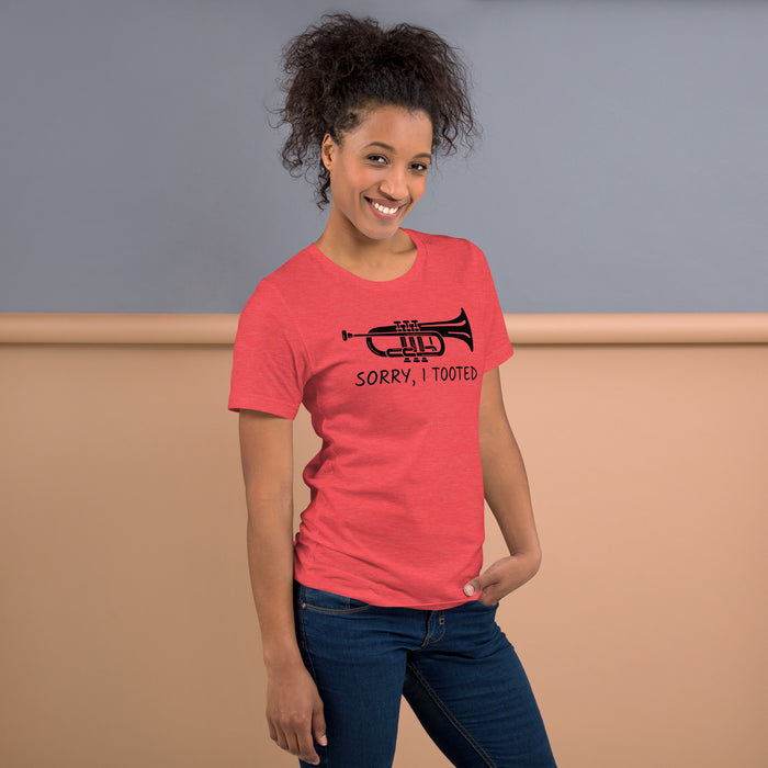 Classroom humor shirt for music teachers with sorry I tooted text